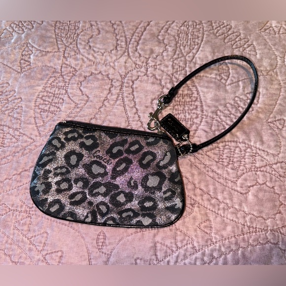 Coach Black and Gray Animal Print Wristlet - Picture 2 of 6